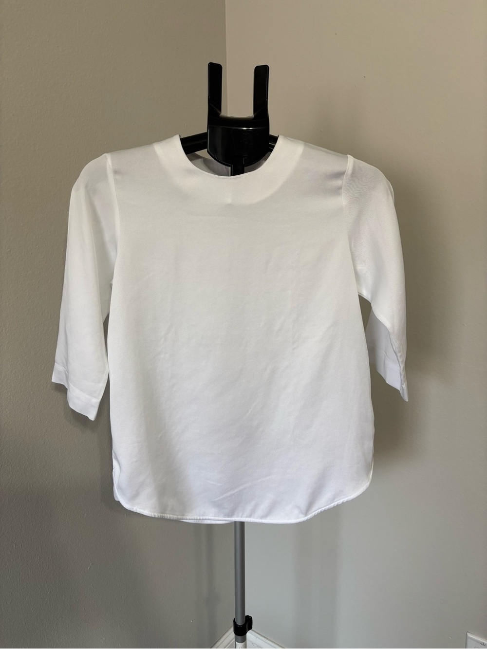 In Good Company White Crewneck Blouse with Three-Quarter Sleeves XS